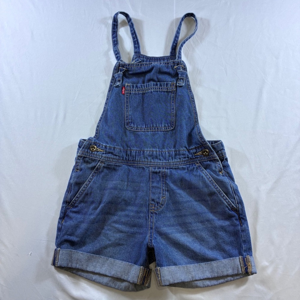 Levi's Kids Blue Denim Shortall Bib Overalls Medium Wash Size 8